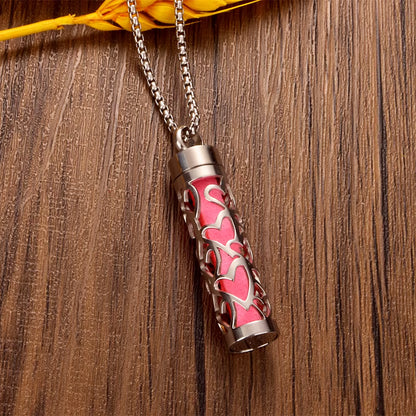 Stainless Steel Hollow Vertical Bar Air Freshener Perfume Oil Diffuser Locket Charm Jewelry Pendant Necklace for Women Men Teen