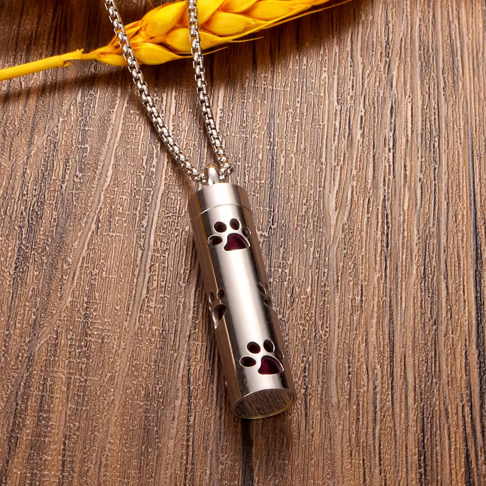 Stainless Steel Hollow Vertical Bar Air Freshener Perfume Oil Diffuser Locket Charm Jewelry Pendant Necklace for Women Men Teen